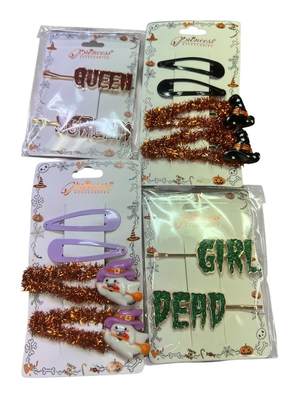 Halloween Hair Pin Set — Green & Orange Glitter Clips